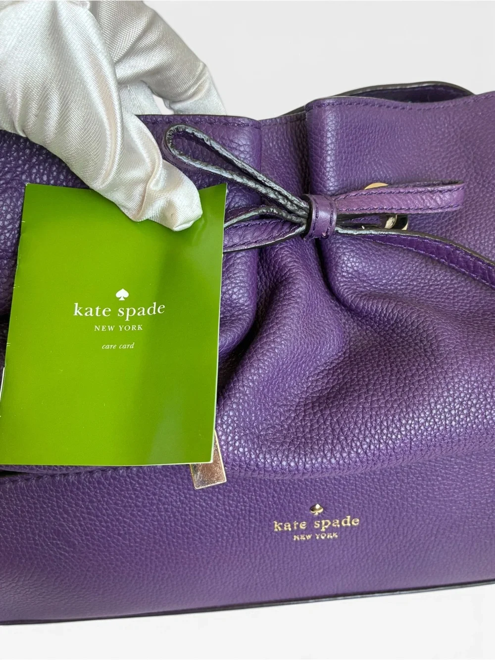 kate spade Purple Pebbled Leather Drawstring Shoulder Tote
